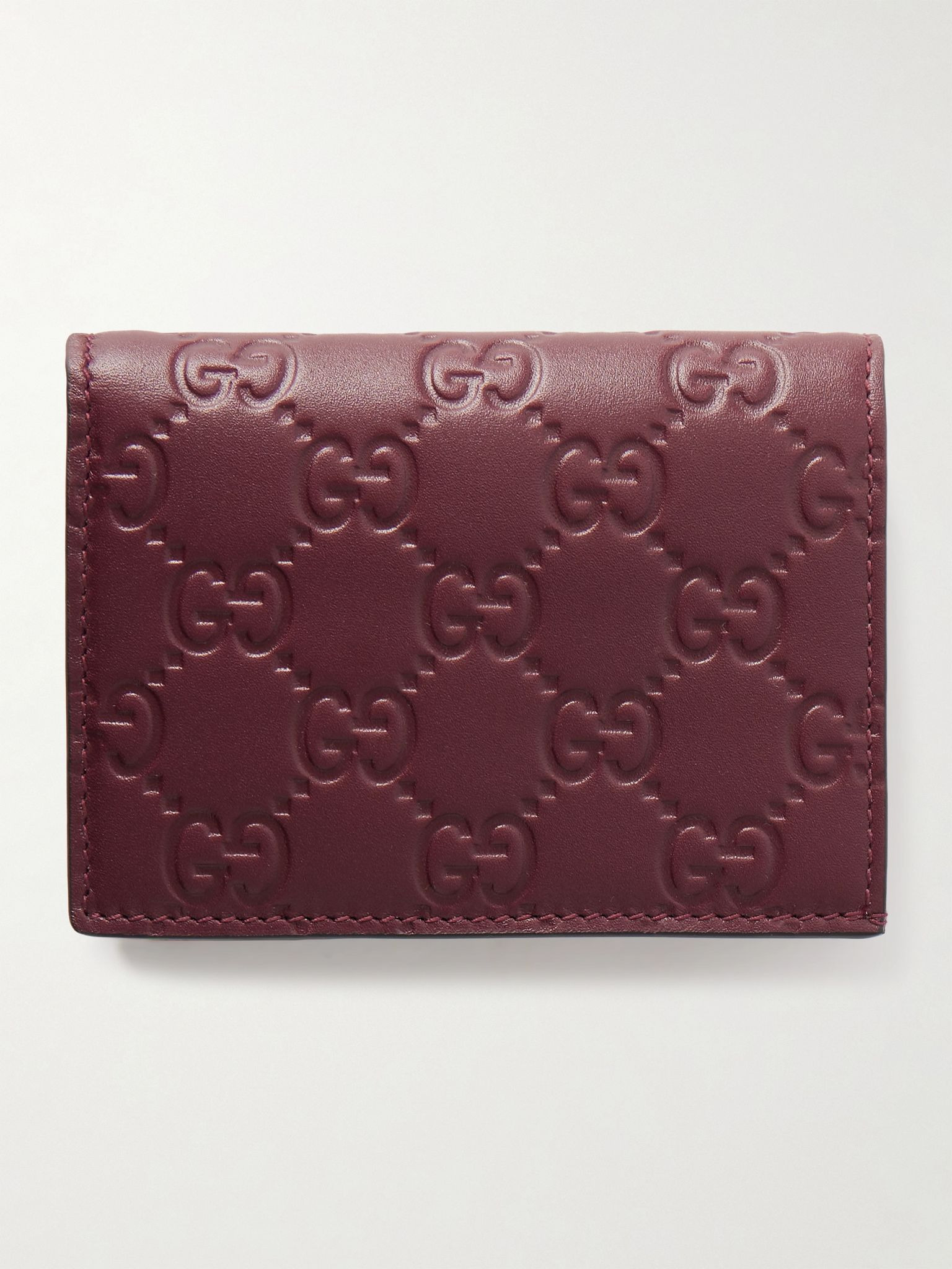 GG Emblem mini debossed leather wallet Burgundy - 1