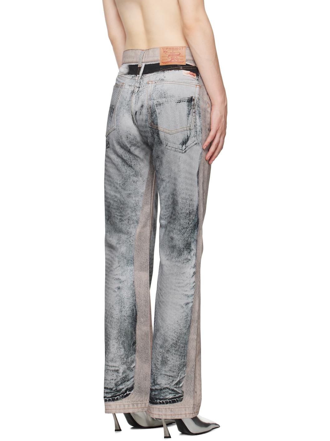 Beige & Gray 'YP' Trompe L'oeil Jeans - 3