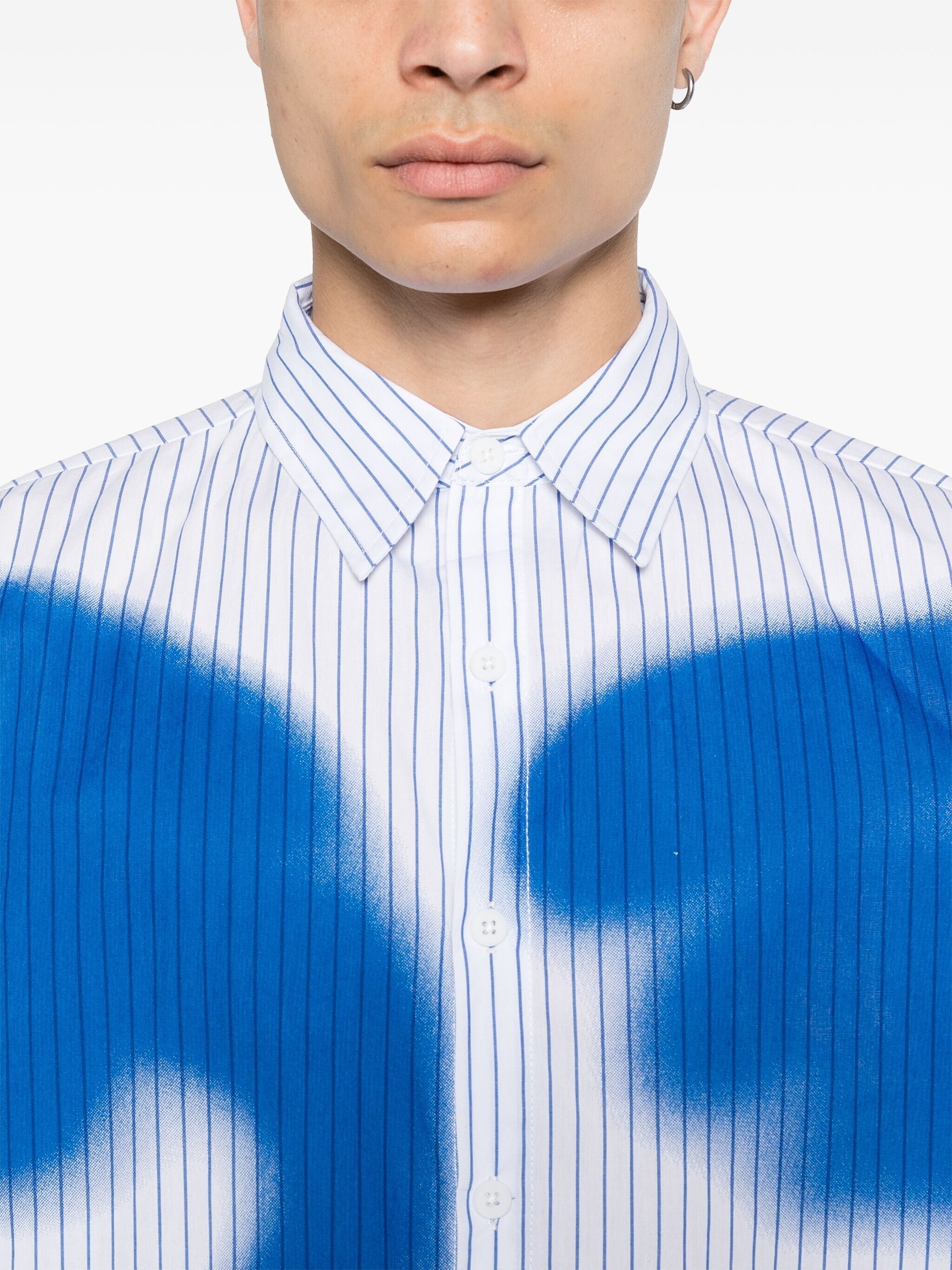 blurry-face striped shirt - 5