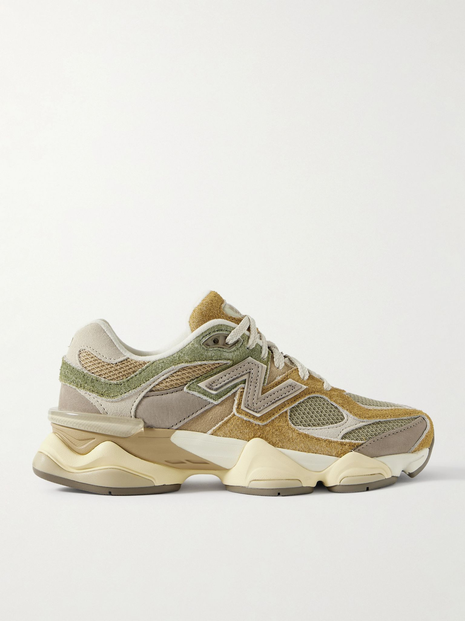 9060 nubuck-trimmed suede and mesh sneakers Beige - 1