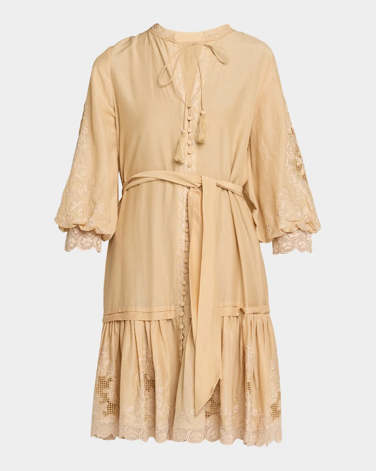 Erica Embroidered Flounce Dress - 1