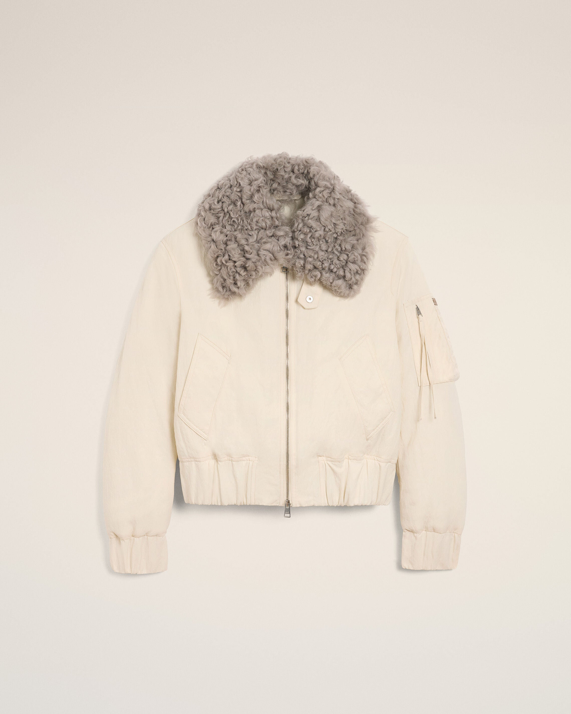 WHITE NYLON PADDED BOMBER - 7