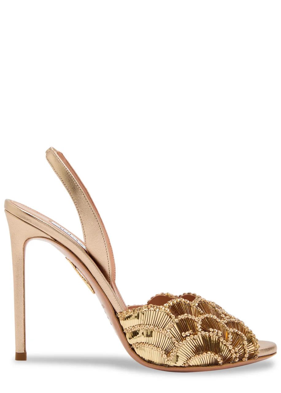 Aquazzura Ce Soir 105 Embellished Leather Sandals - 1