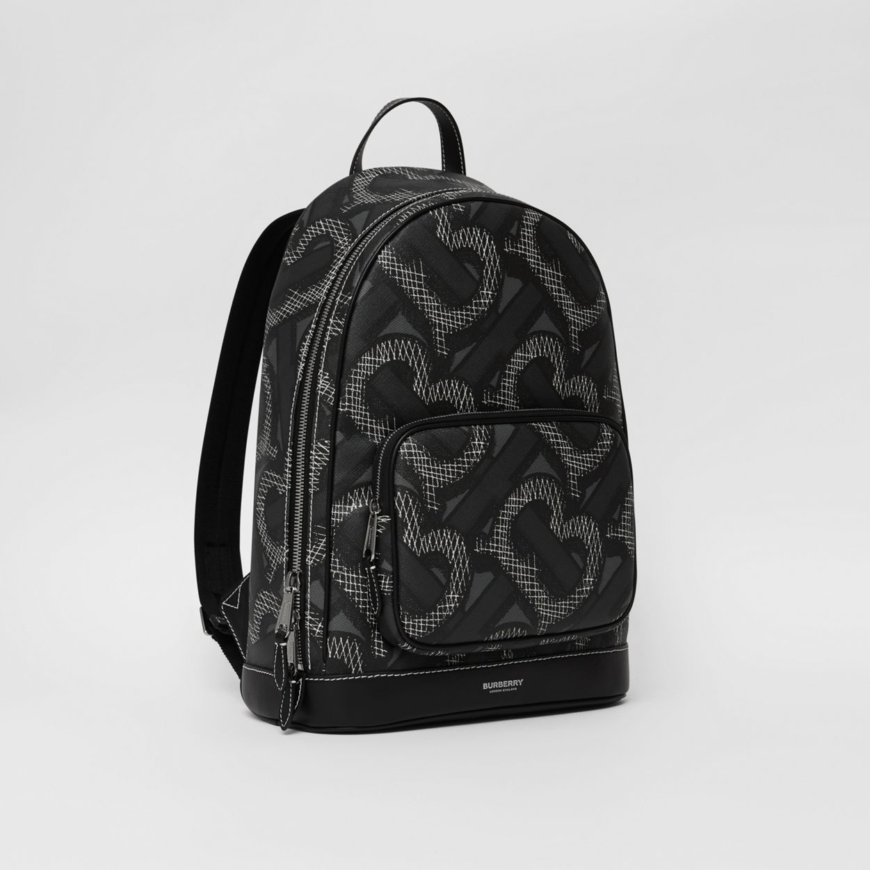 Monogram Print E-canvas Backpack - 9