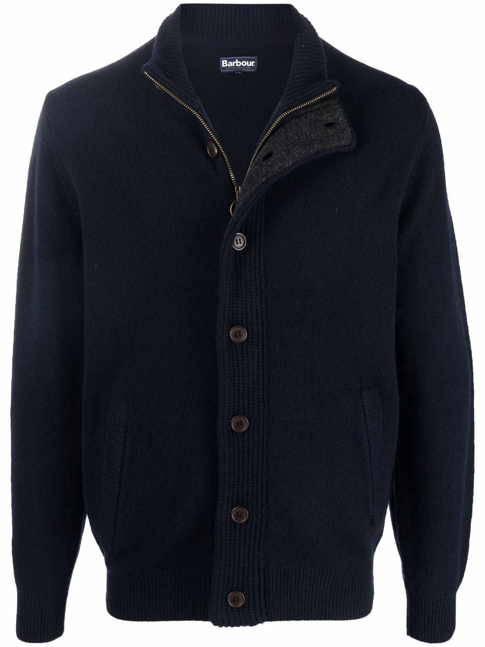 high-neck buttoned wool jumper - 1