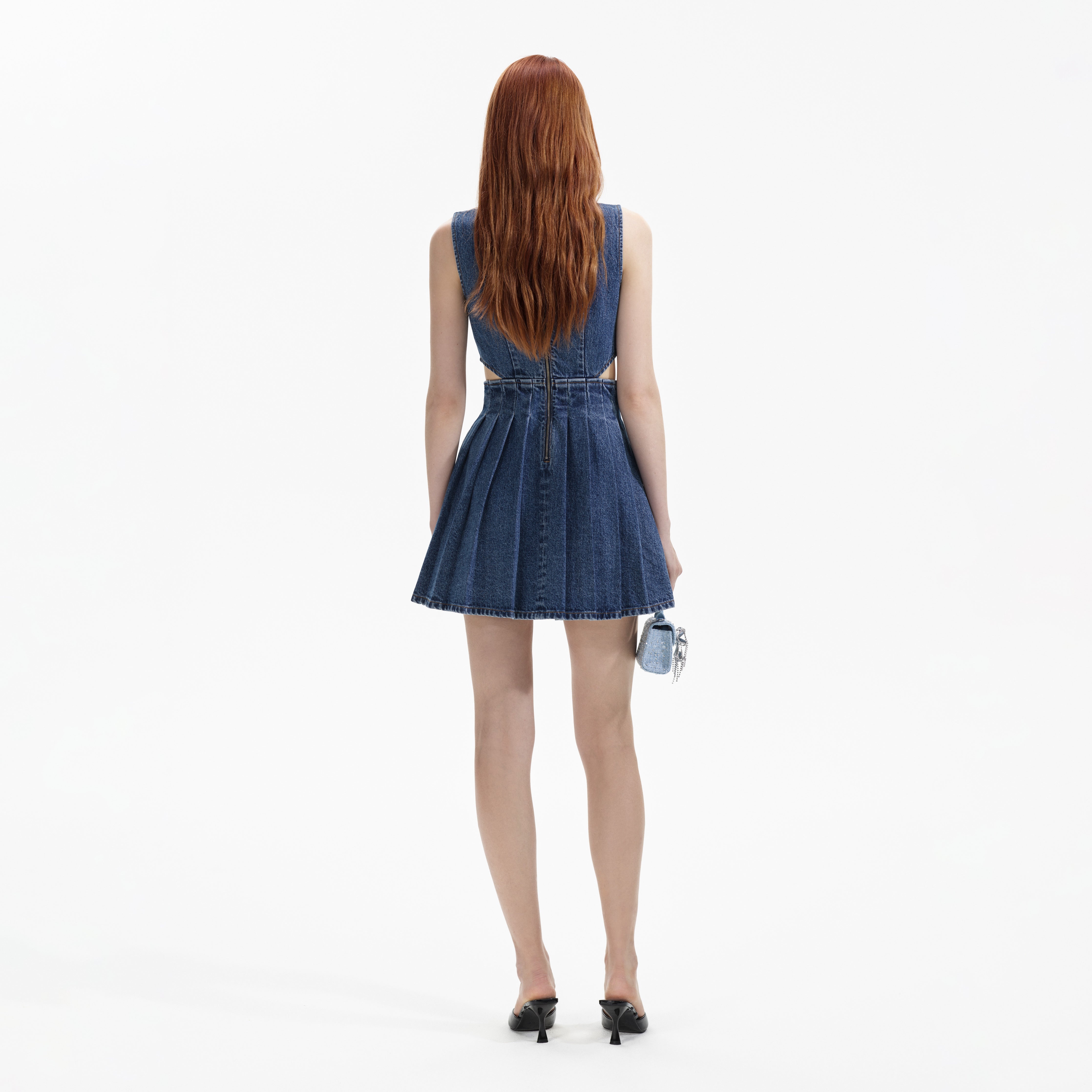 Blue Denim Cut-Out Mini Dress - 3