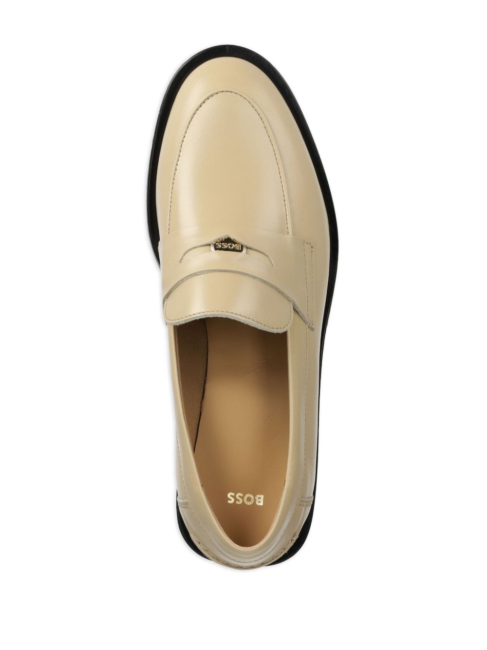 logo-plaque leather loafers - 4