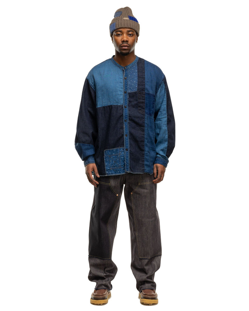 Kapital Cotton/Linen IDG Patchwork Band Collar KATMANDU Shirt IDG outlook