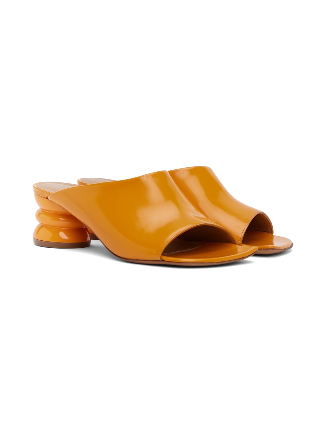 Orange Block Heeled Sandals - 4