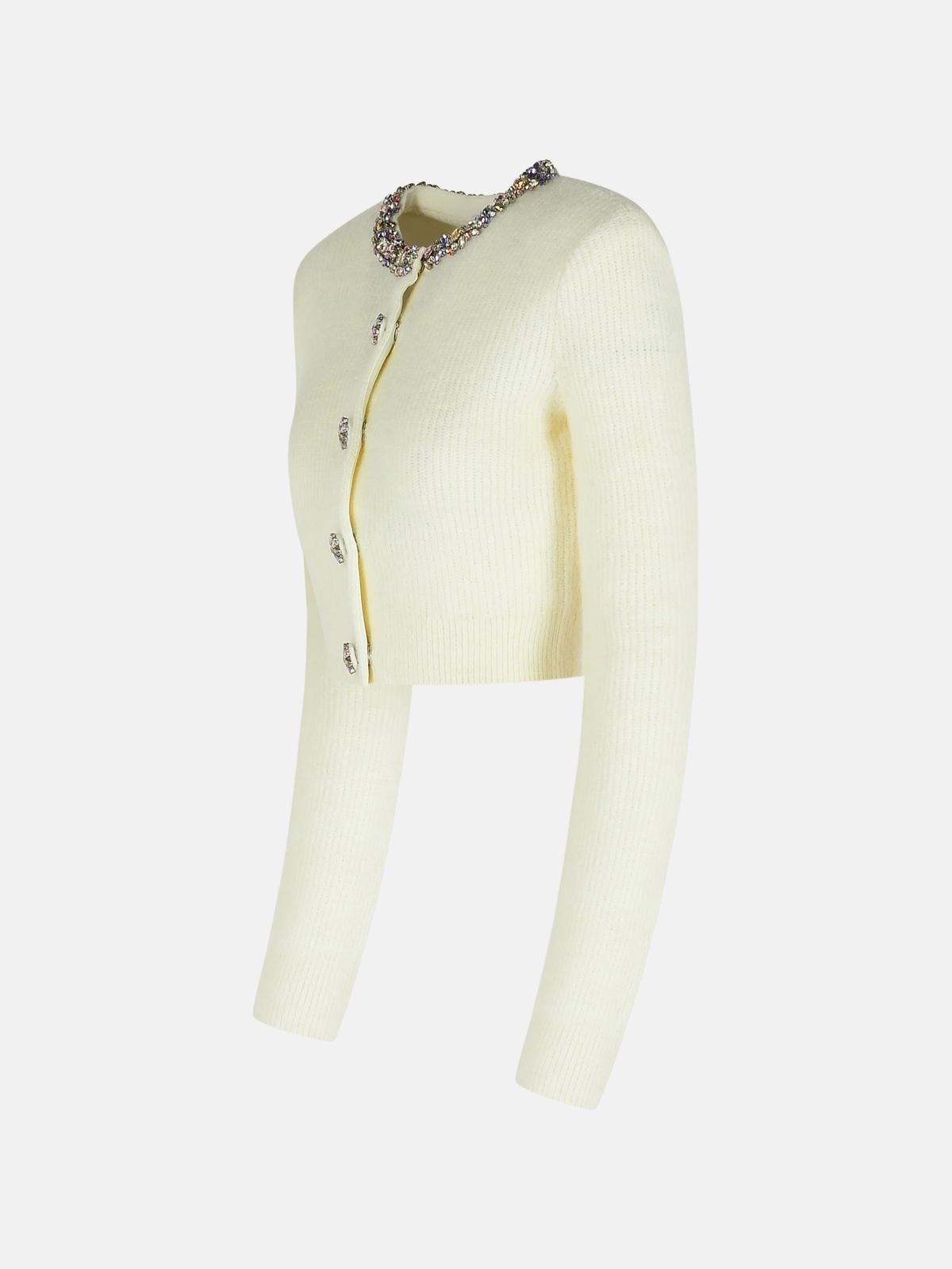 CREAM ALPACA BLEND CARDIGAN - 2