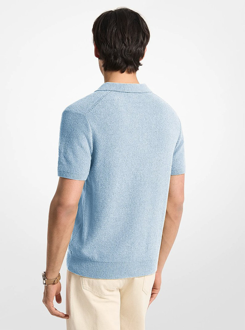 MICHAEL KORS Boucle Cotton Blend Short-Sleeve Polo Sweater outlook
