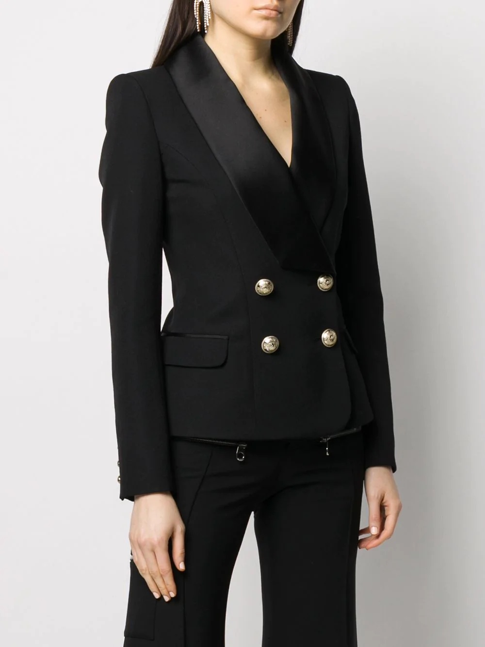 embossed buttons double-breasted blazer - 3