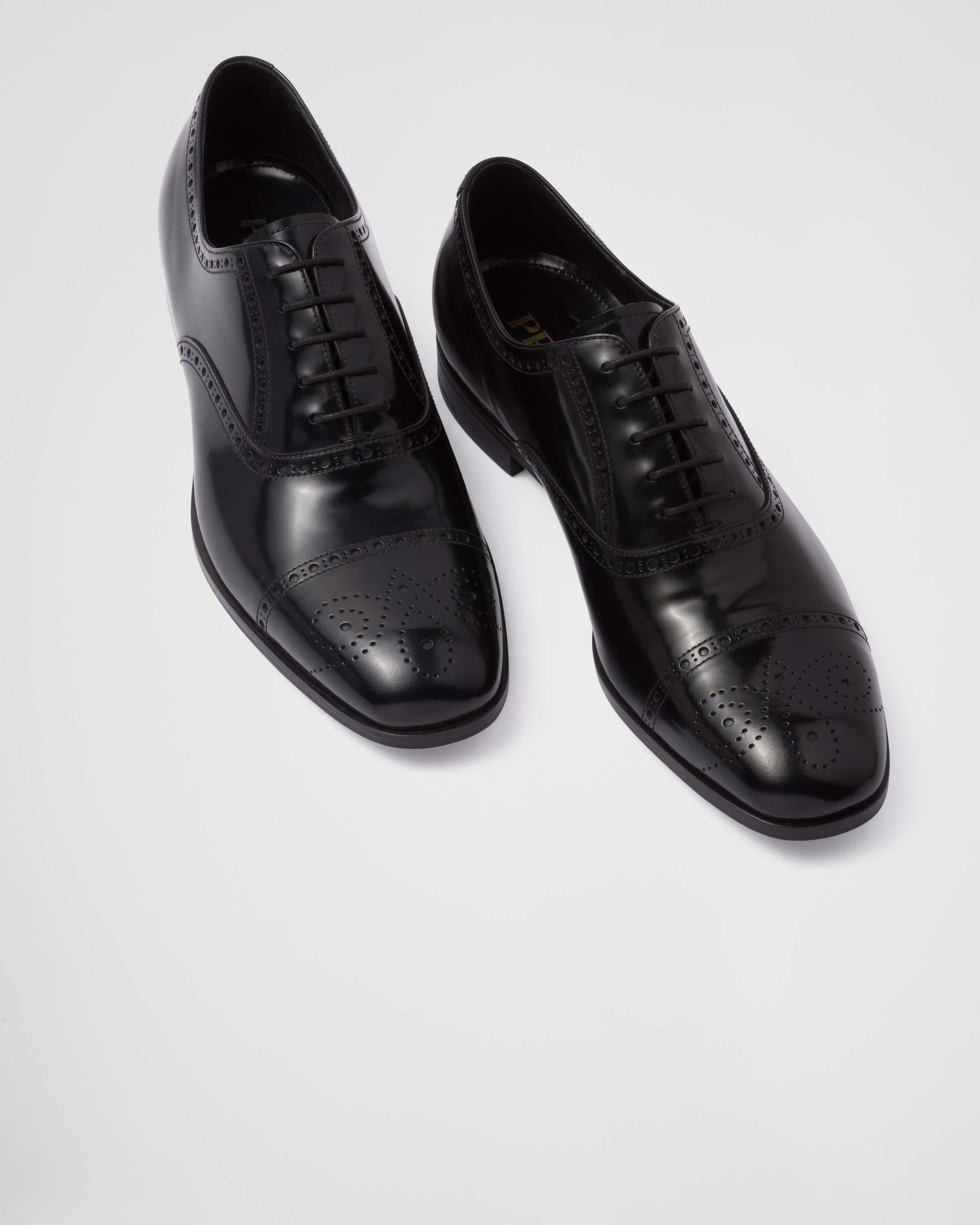 Prada Brushed Leather Oxford Brogue Shoes REVERSIBLE