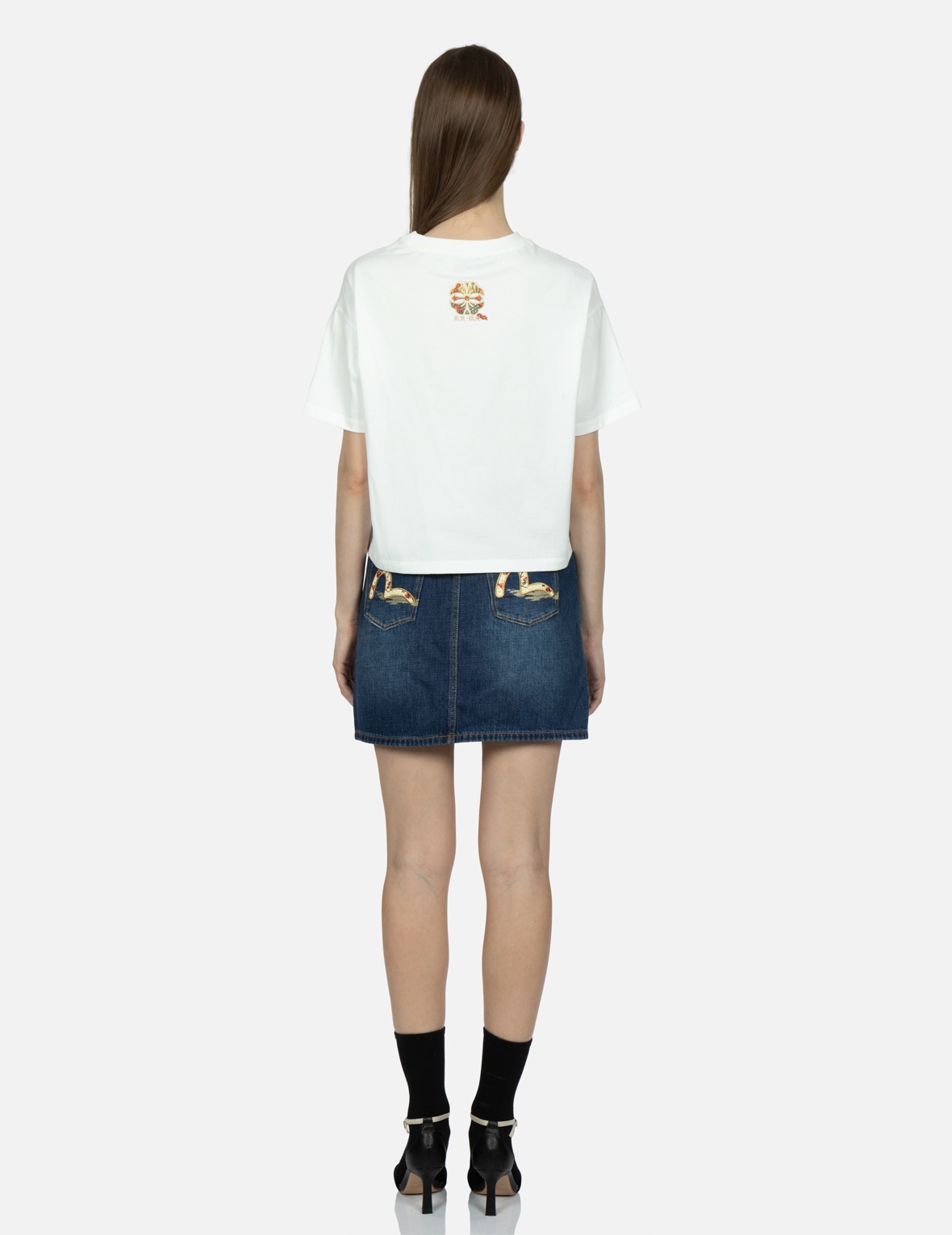 LOGO AND BROCADE-PATTERN KAMON PRINT T-SHIRT - 6