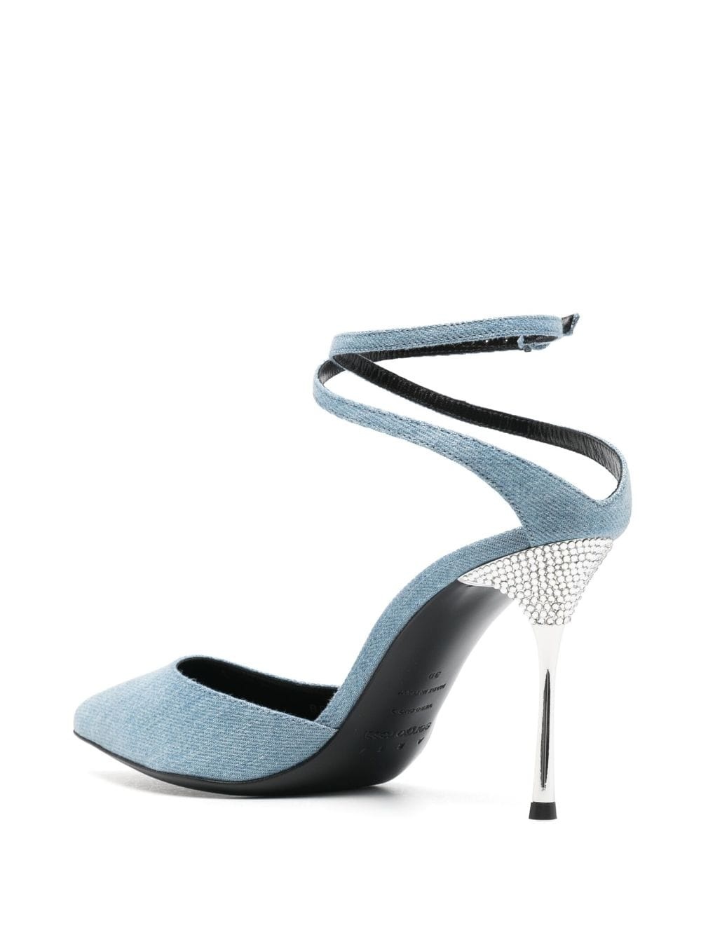 rhinestone-embellished 105mm denim pumps - 3