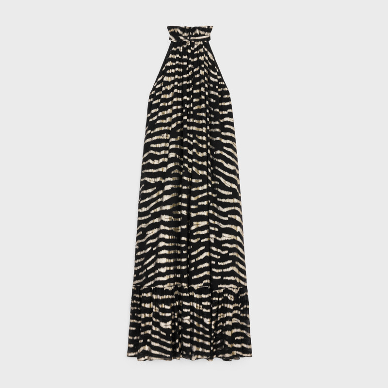 CELINE long dress in lamé tiger silk outlook