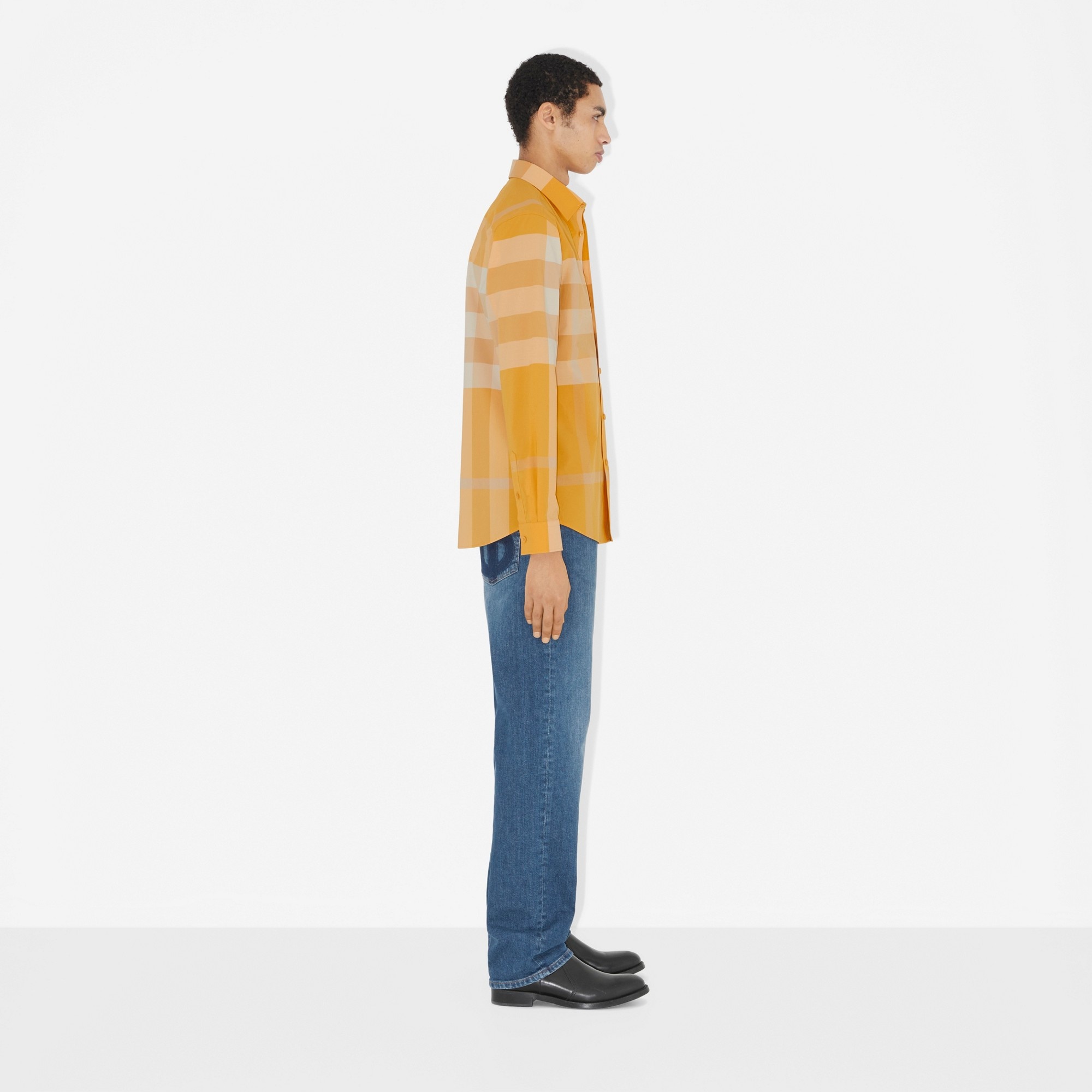 Check Stretch Cotton Poplin Shirt - 3