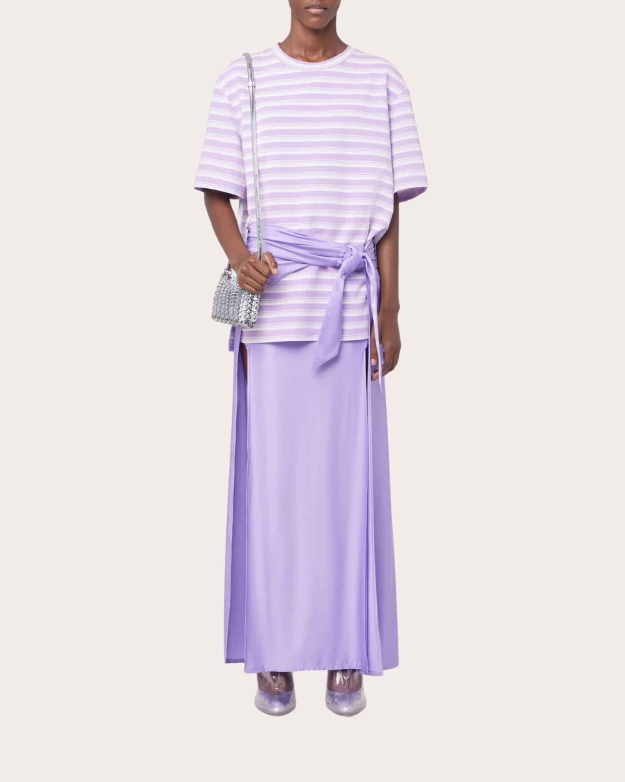 Knotted Satin Stretch-Jersey Maxi Skirt - 2