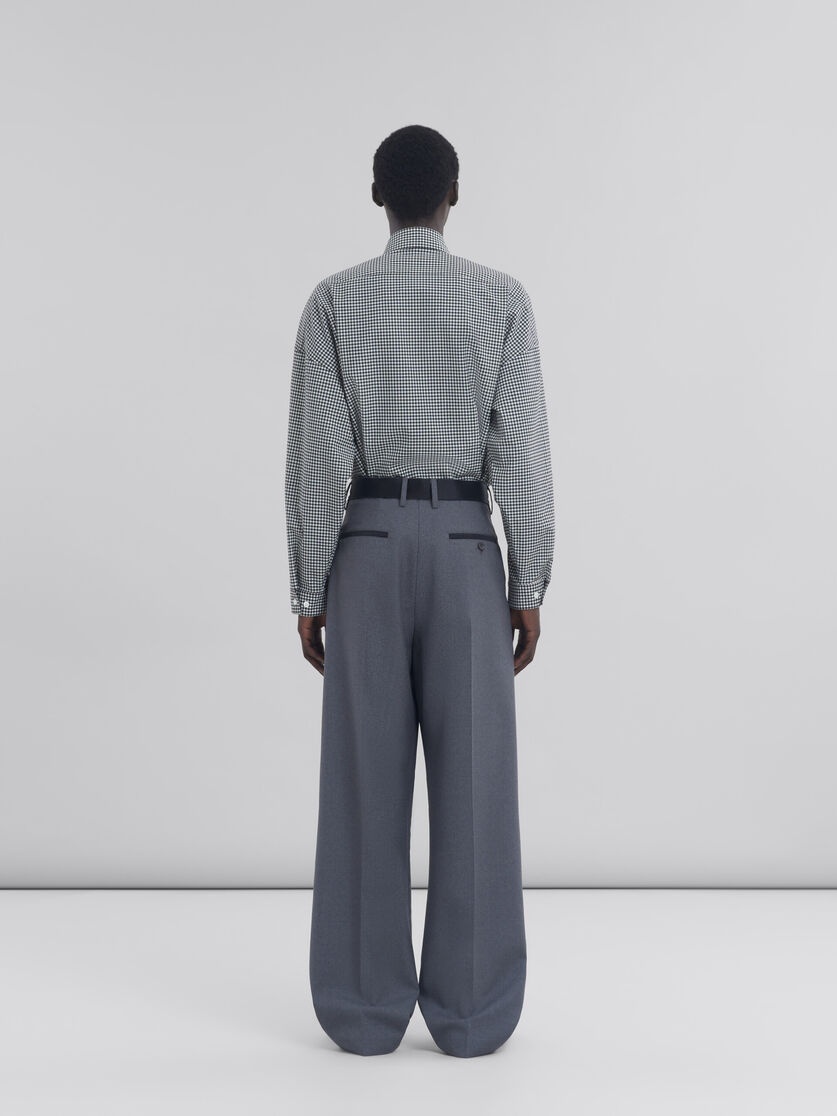 GREY TROPICAL WOOL TROUSERS WITH CONTRASTING WAISTBAND - 3