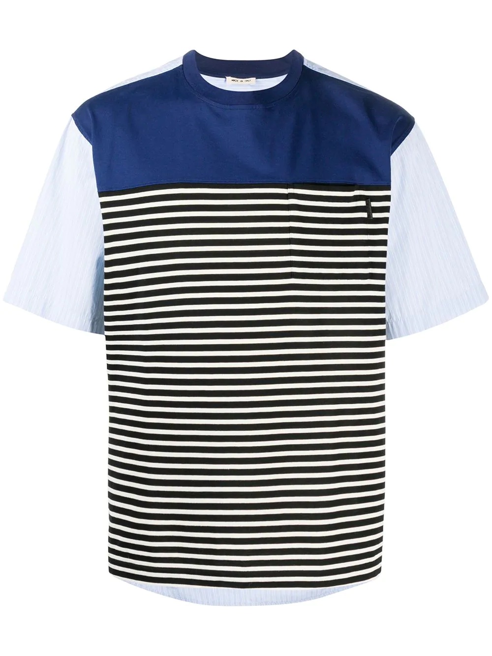 striped panelled T-shirt - 1