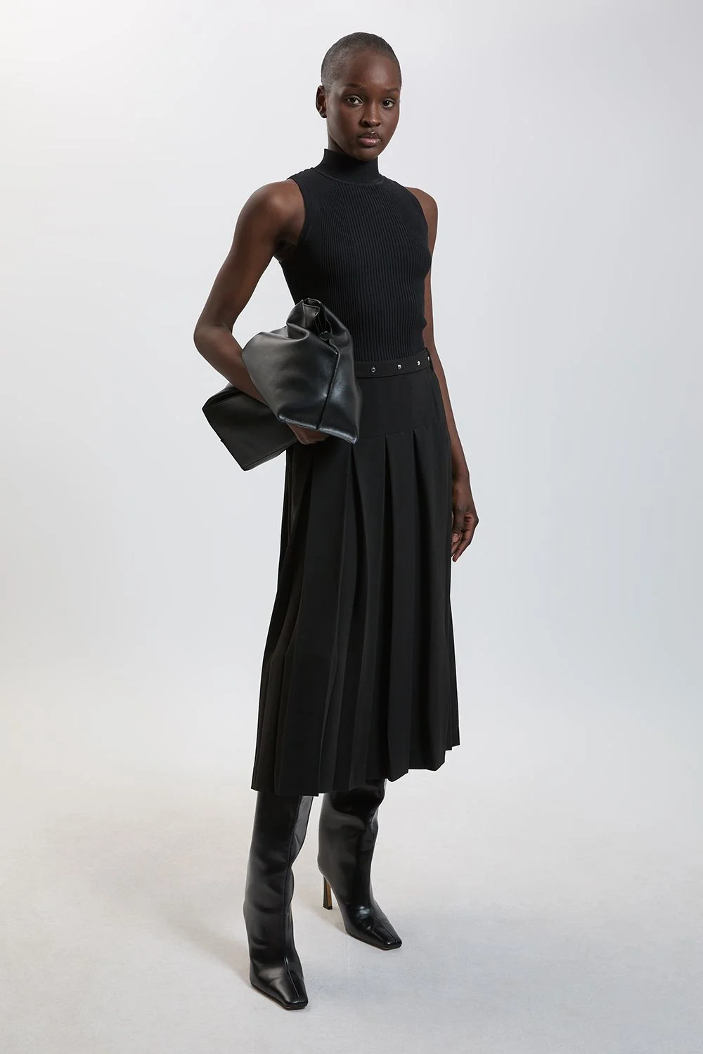 Tailored Crepe Pleated Kilt Skirt - 1