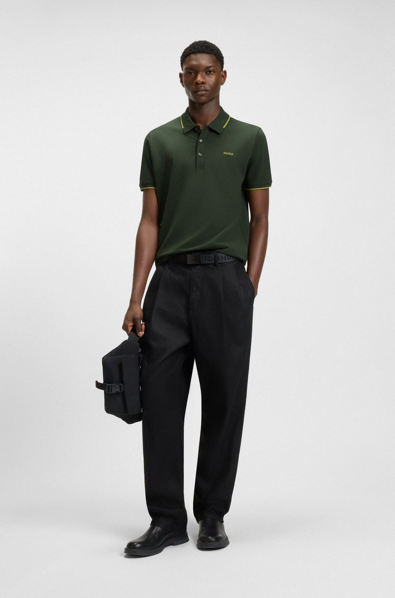 HUGO STRETCH-COTTON SLIM-FIT POLO SHIRT WITH PRINTED LOGO outlook