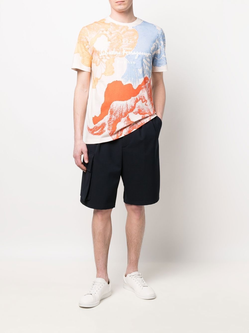 abstract-print round-neck T-shirt - 2