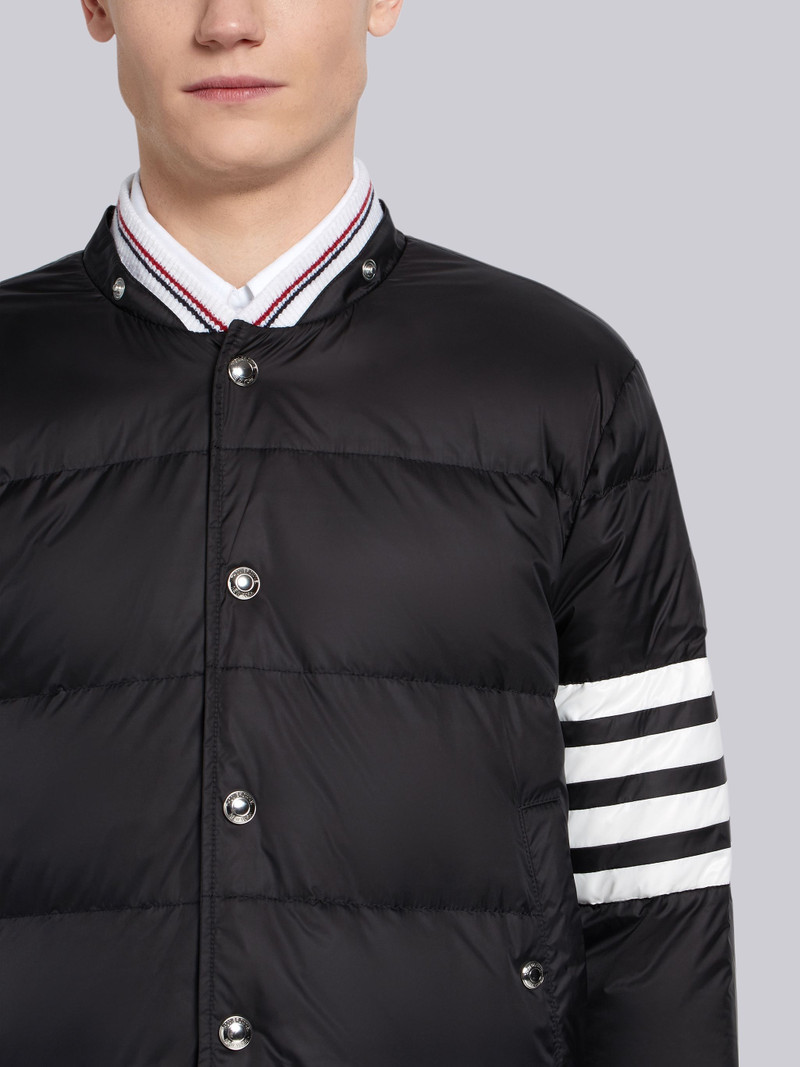 Black Down-filledmatte Nylon 4-bar Snap-front Coat 5