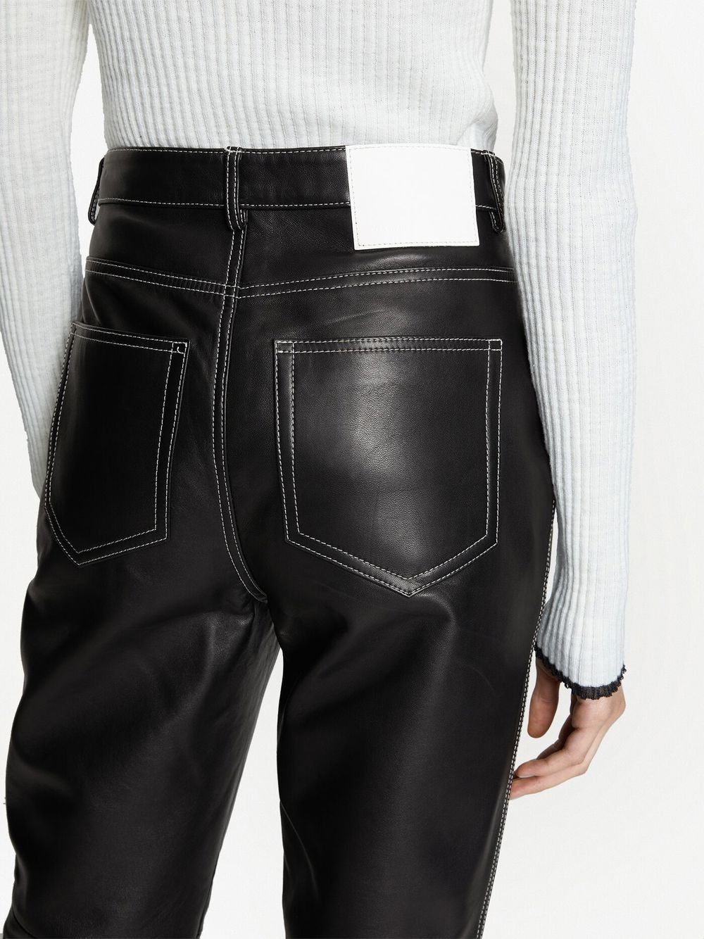 straight leather trousers - 4