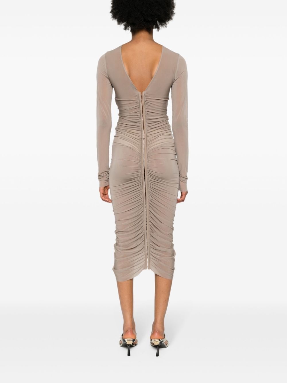 flower-detailing sheer dress - 4