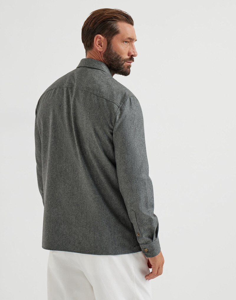 Brunello Cucinelli Virgin wool flannel overshirt with chest pockets outlook