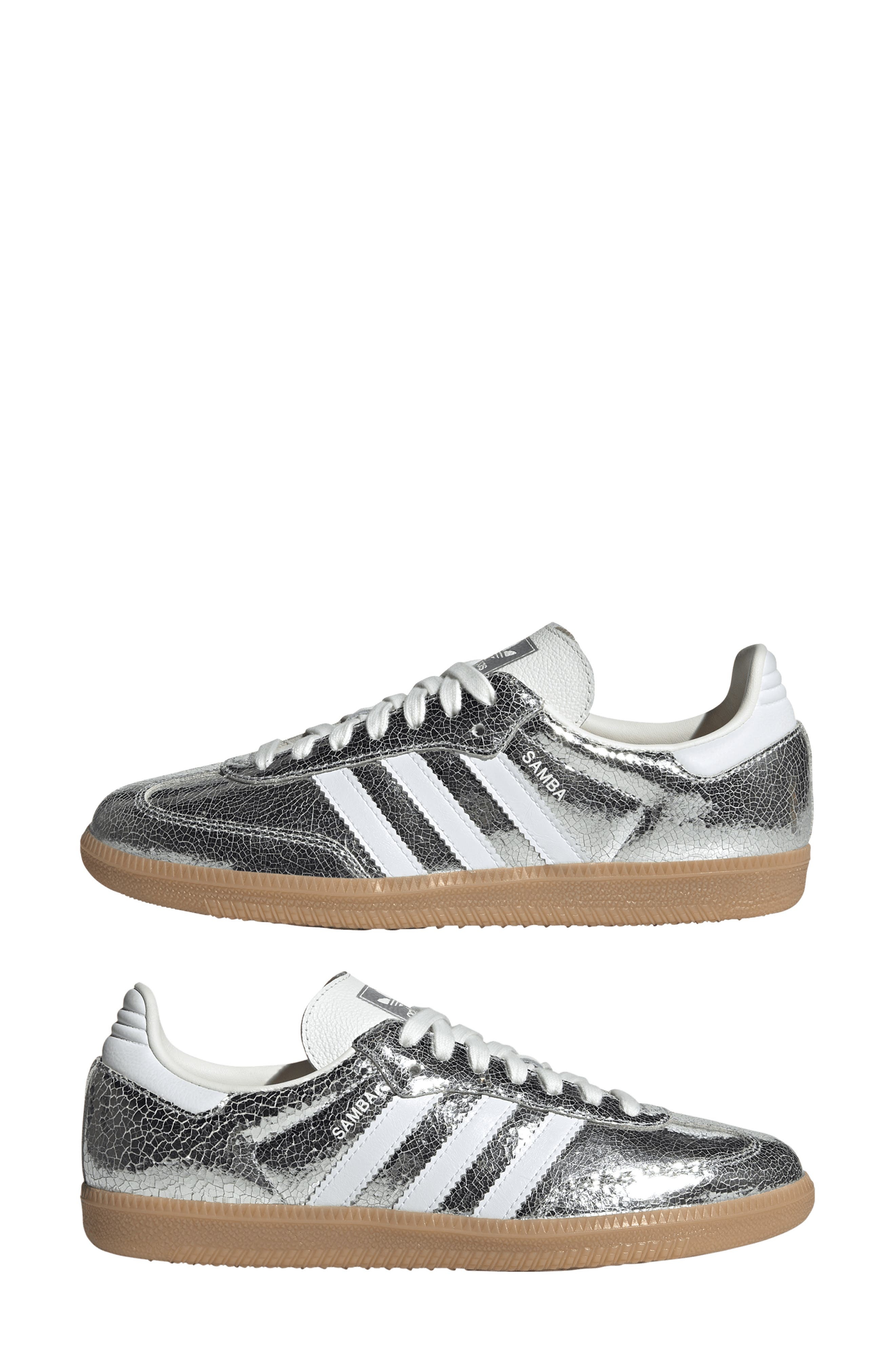 adidas Samba OG Sneaker in Silver Metallic/White/White at Nordstrom - 7