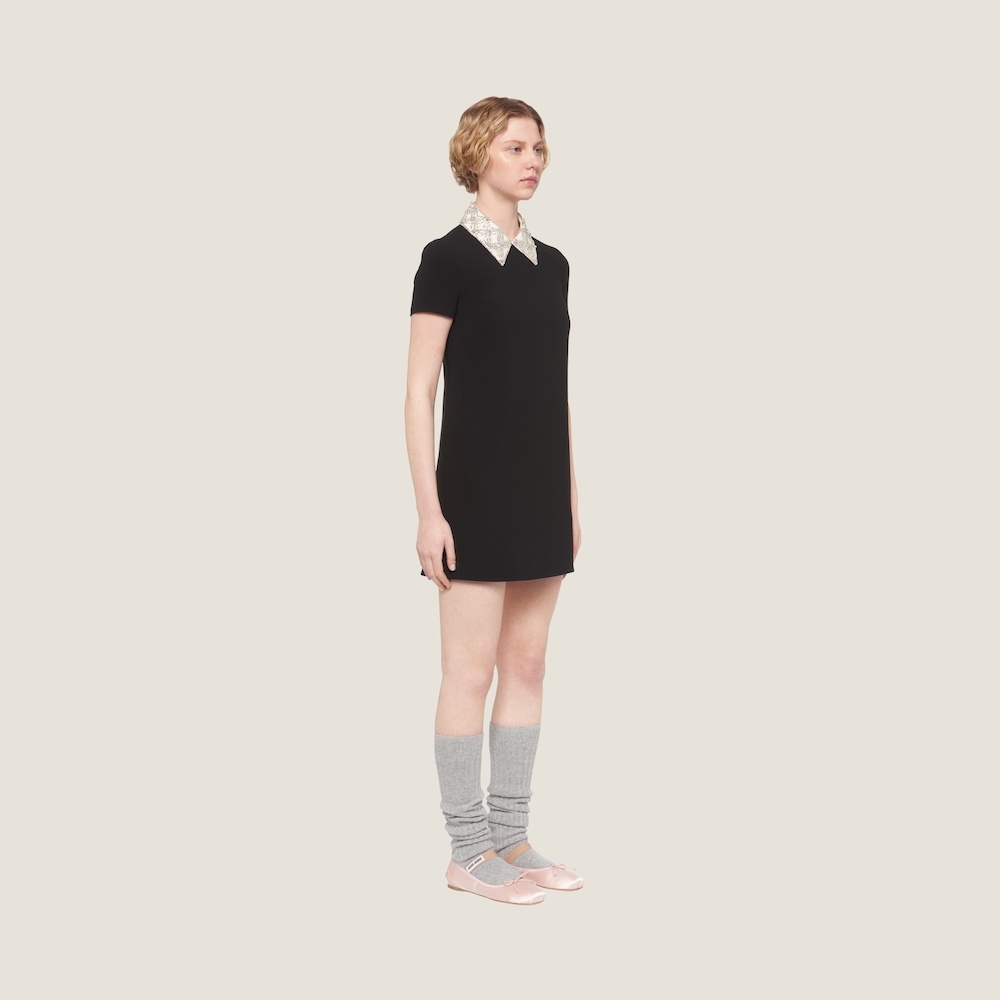 Embroidered faille cady mini-dress - 4