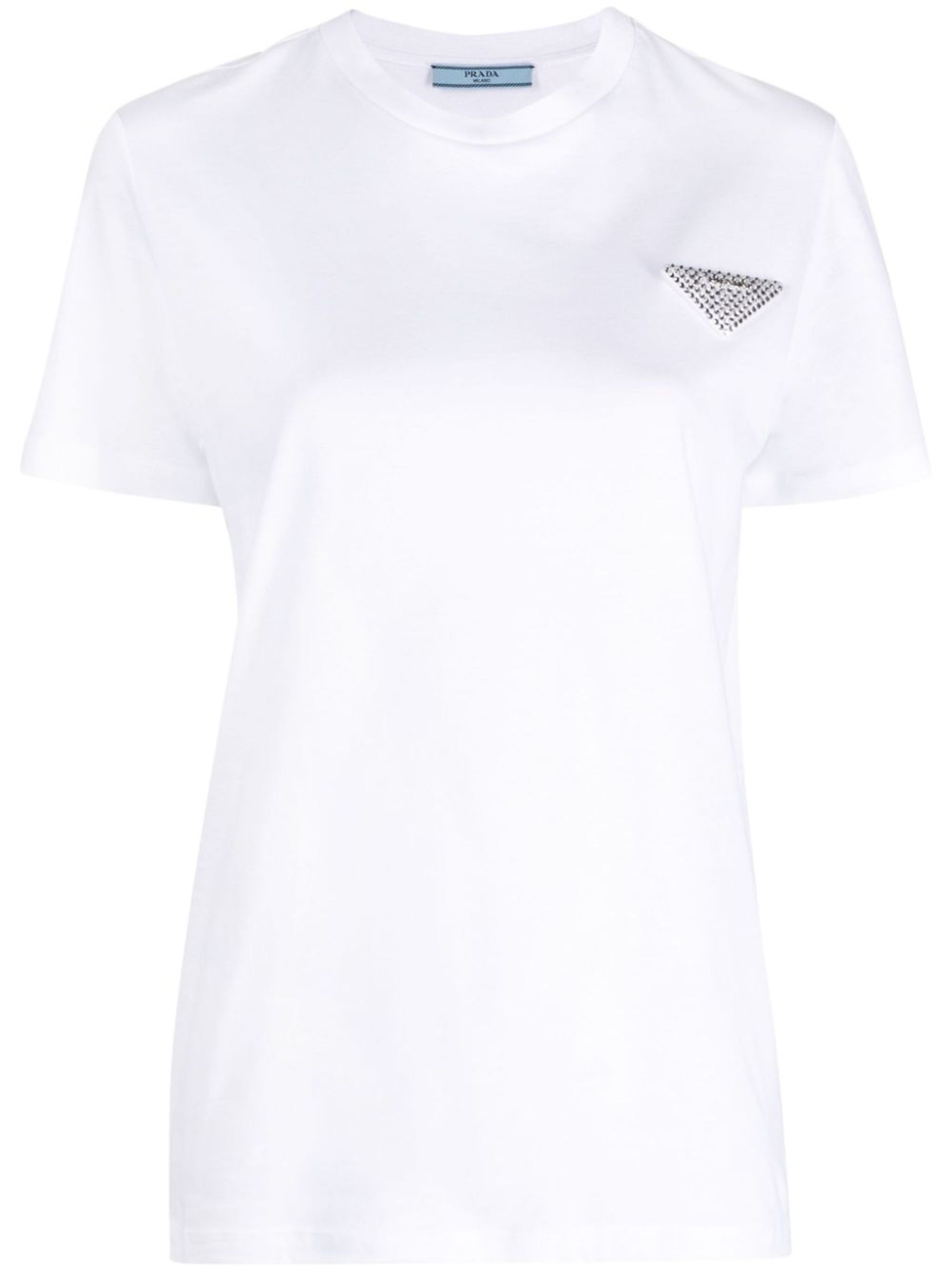 Prada crystal-embellished triangle logo T-shirt | eraldo