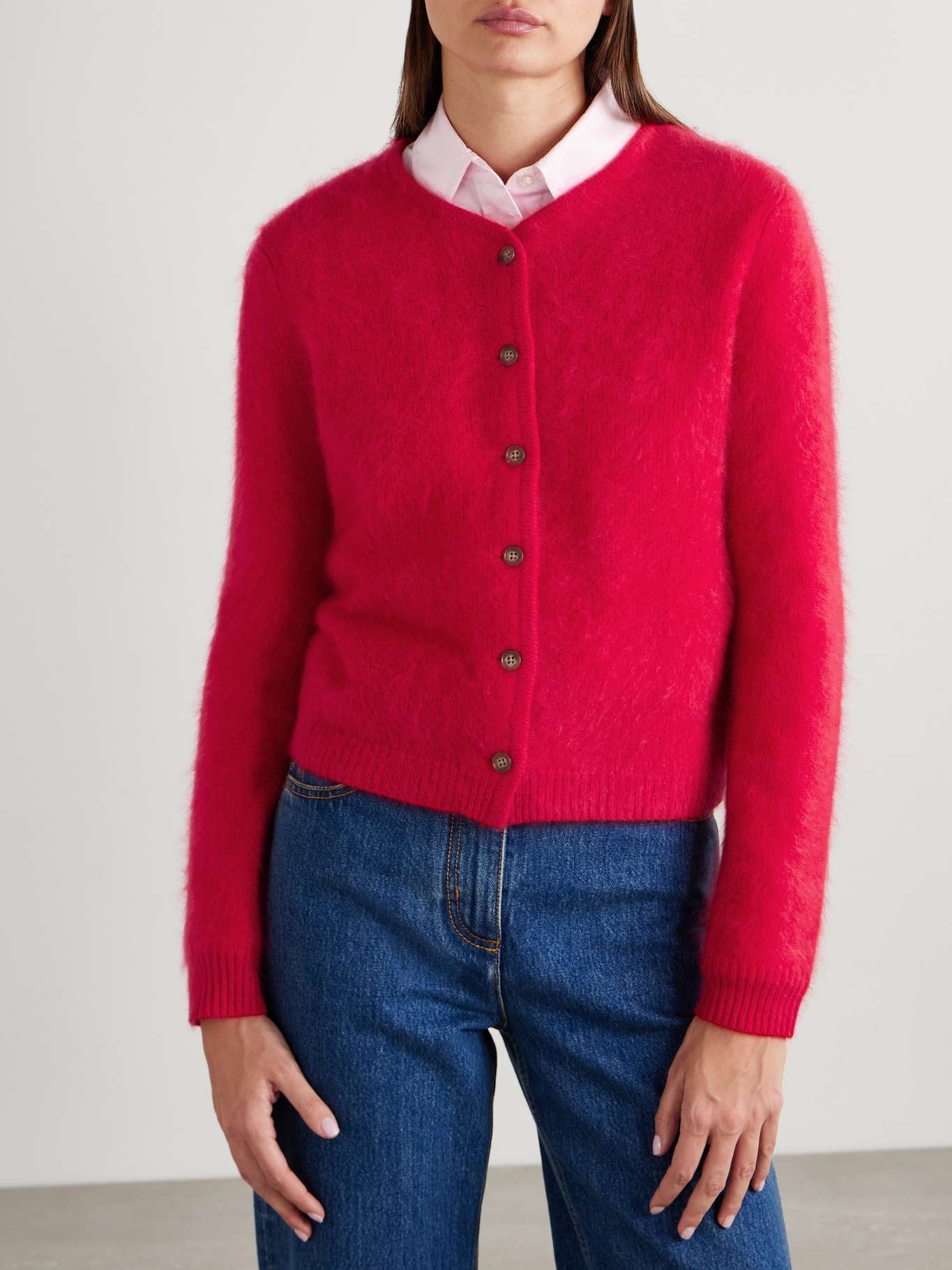 Grizzly brushed-cashmere cardigan Red - 3