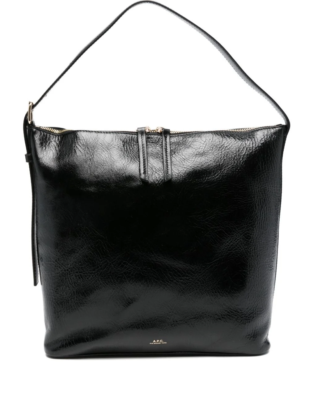 zip-fastening leather shoulder bag - 1