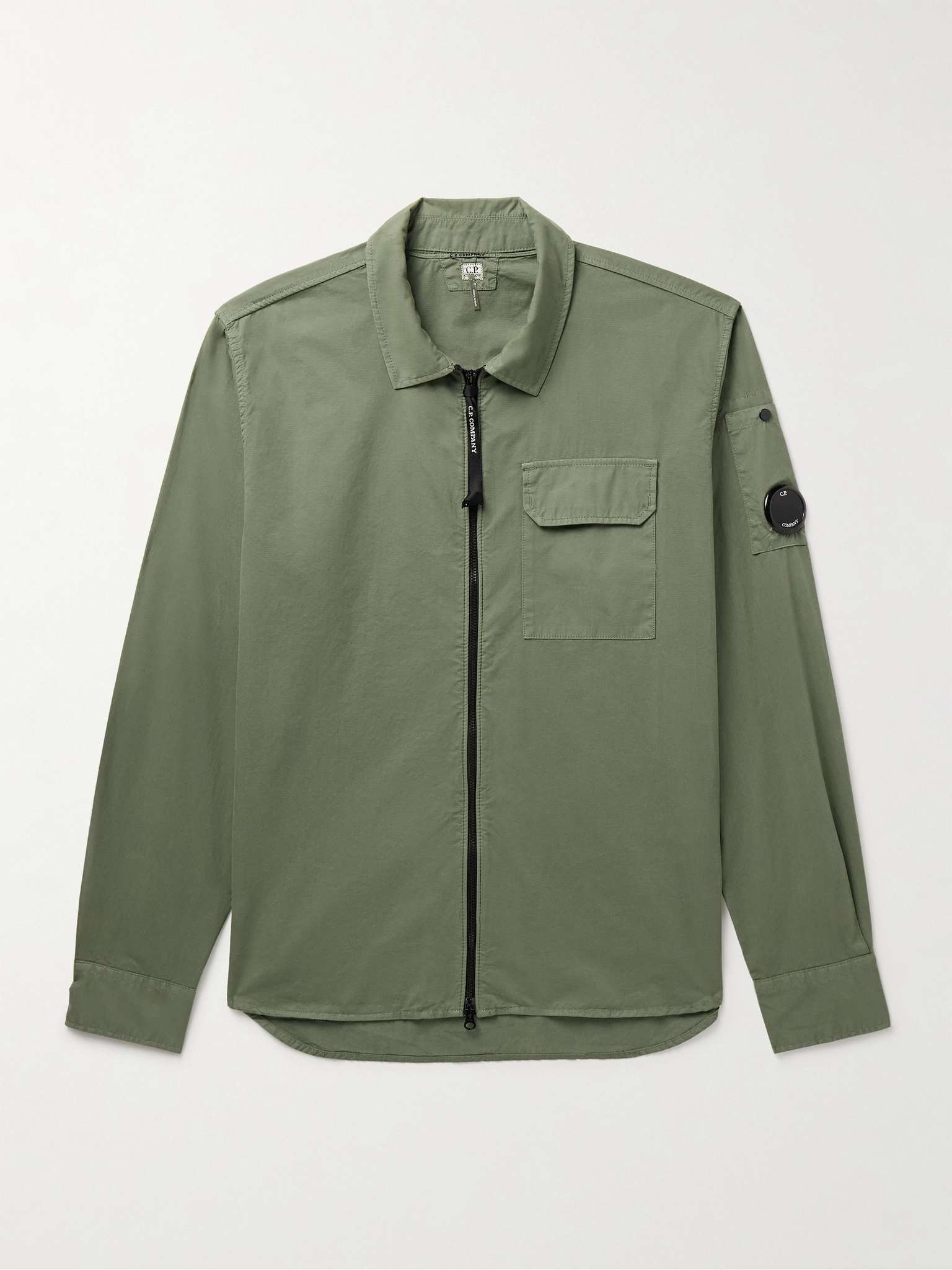 Logo-Appliquéd Garment-Dyed Cotton-Gabardine Overshirt - 1