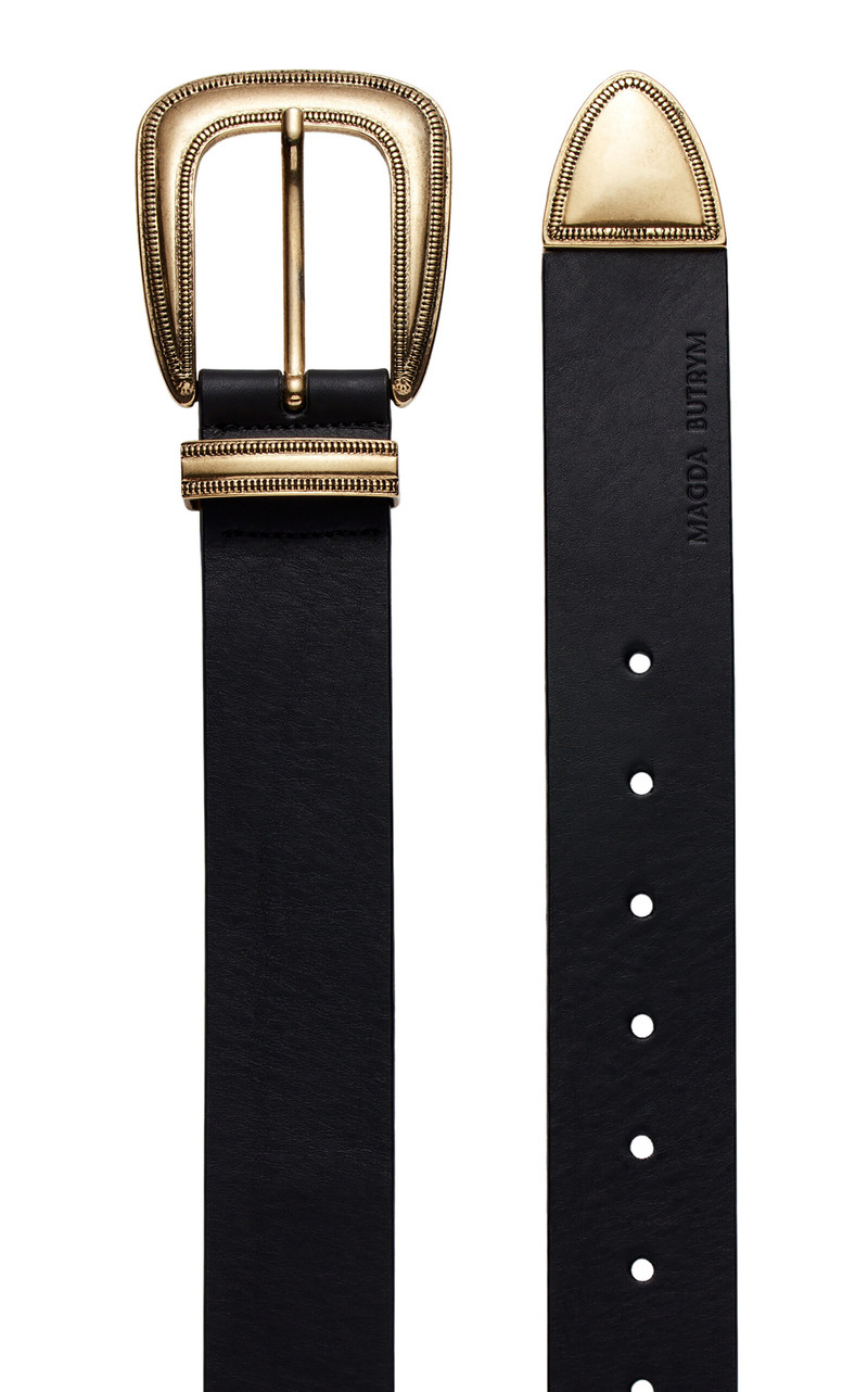 MAGDA BUTRYM Rounded Buckle Leather Belt black outlook