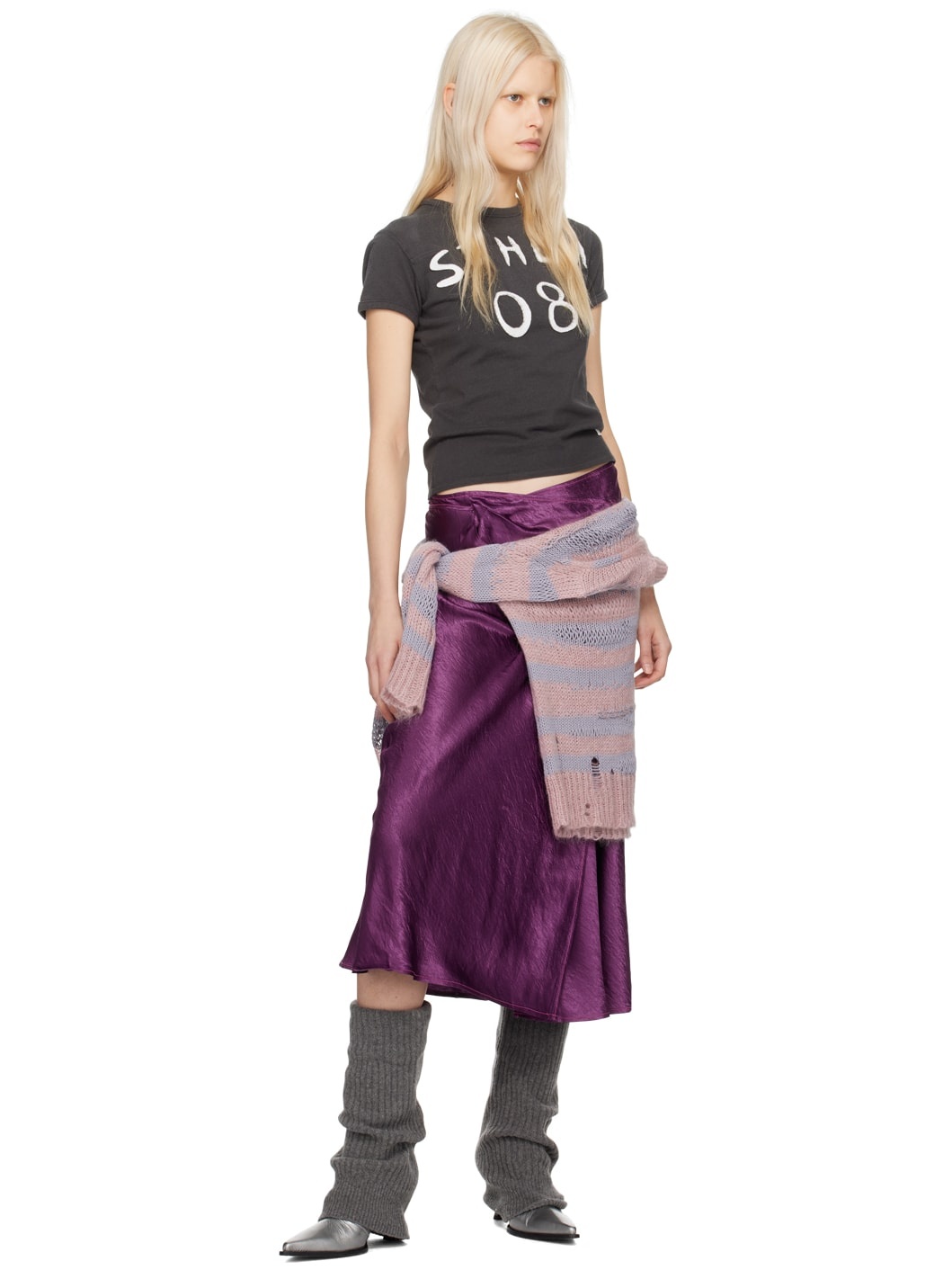 Purple Wrap Midi Skirt - 4