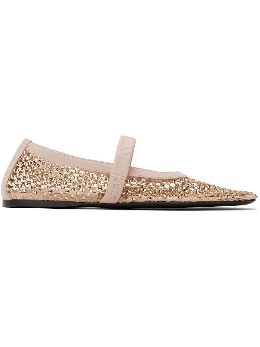 Pink Mesh Mary Jane Ballerina Flats - 1