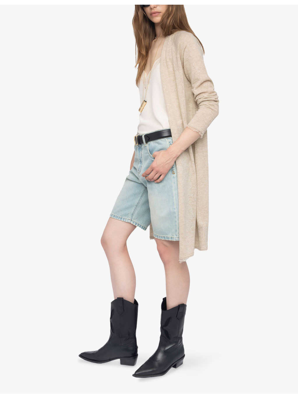 Daffyz Star-Pointelle Long-Sleeve Cashmere Cardigan - 3