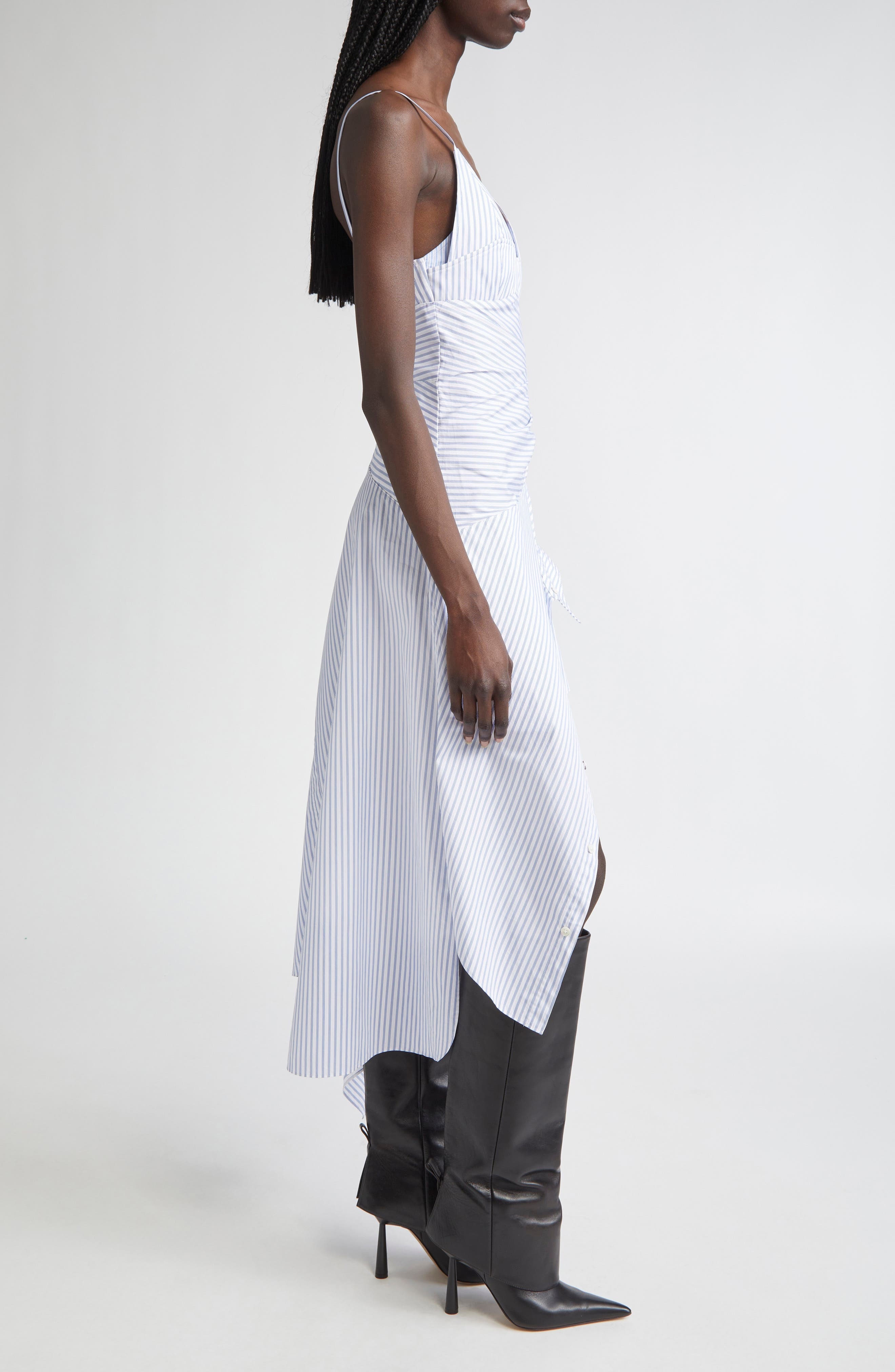 MONSE Cascade Stripe Cotton Poplin Dress in Blue Multi Stripe at Nordstrom - 3