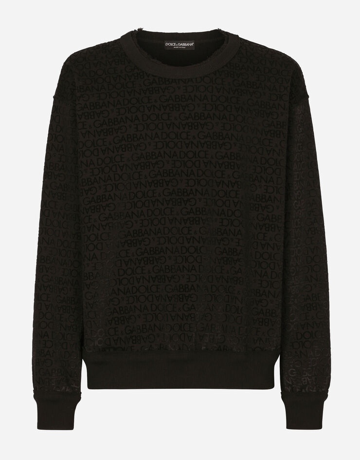Jersey sweatshirt with flocked Dolce&Gabbana logo - 1