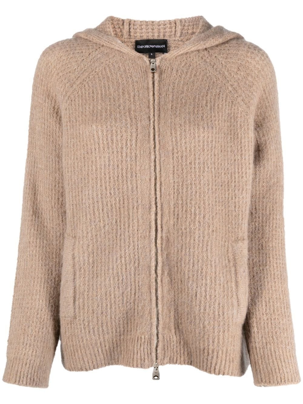 hooded zip-front cardigan - 1