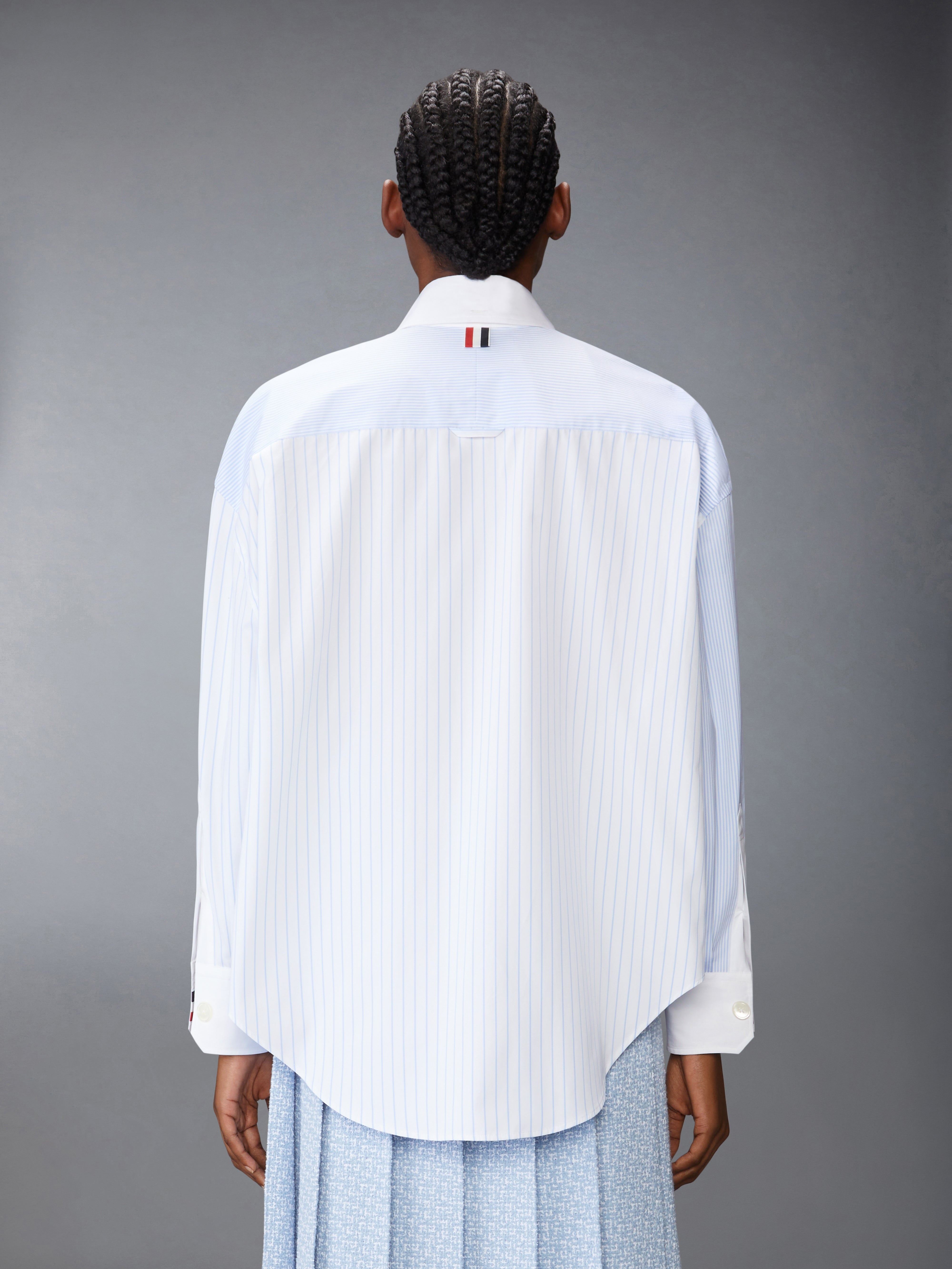 POPLIN PINSTRIPE FUNMIX MICRO UNIVERSITY STRIPED SUPERSIZED LONG SLEEVE SHIRT - 3