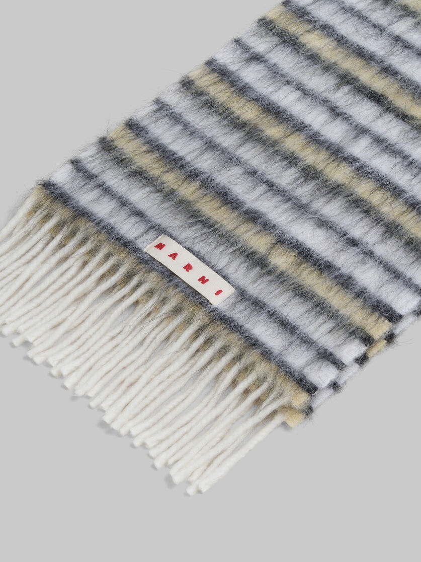 WHITE WOOL AND MOHAIR SCARF WITH STRIPED PATTERN - 2