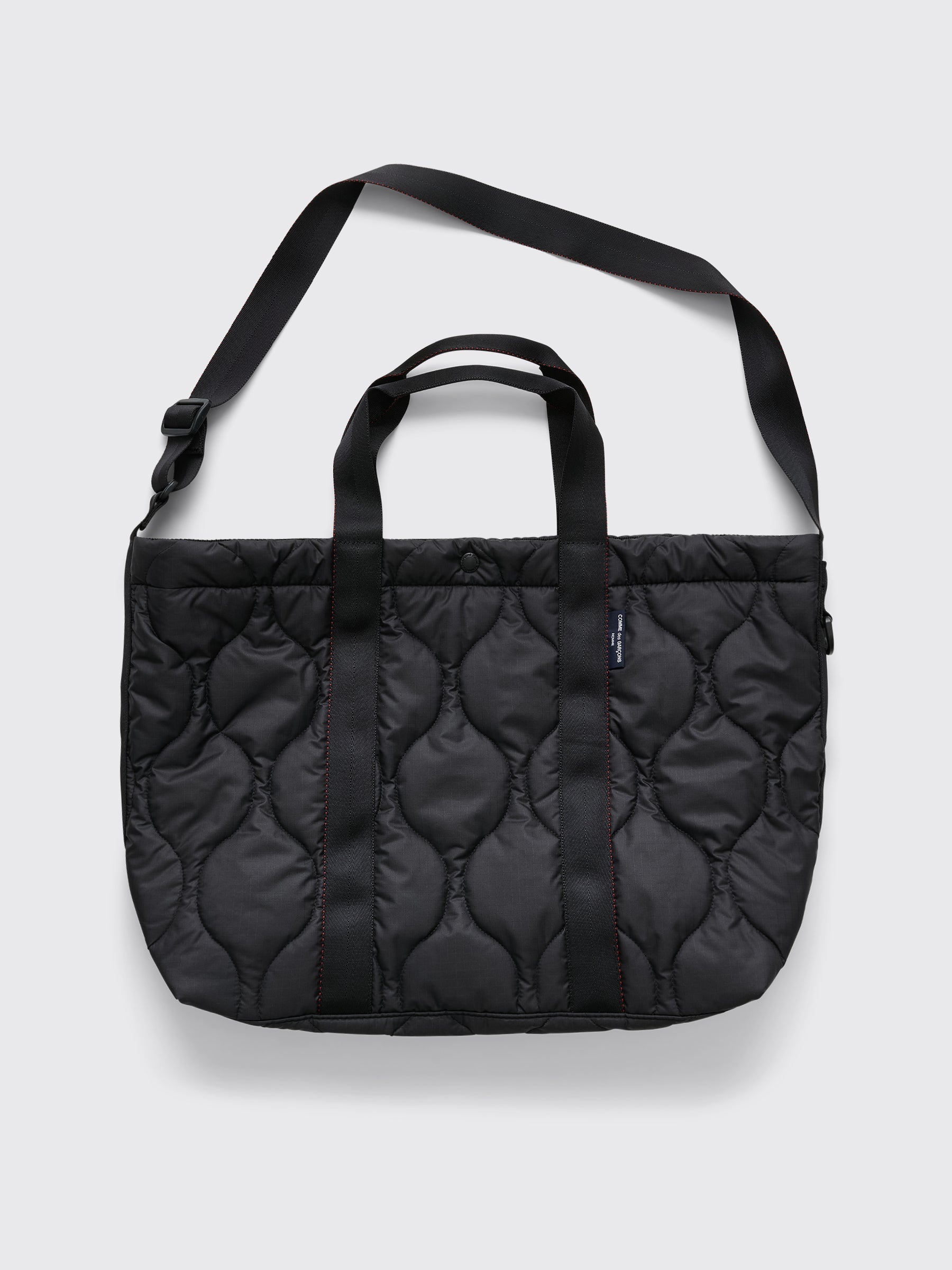 COMME DES GARÇONS HOMME QUILTED RIP STOP TOTE BAG BLACK - 1