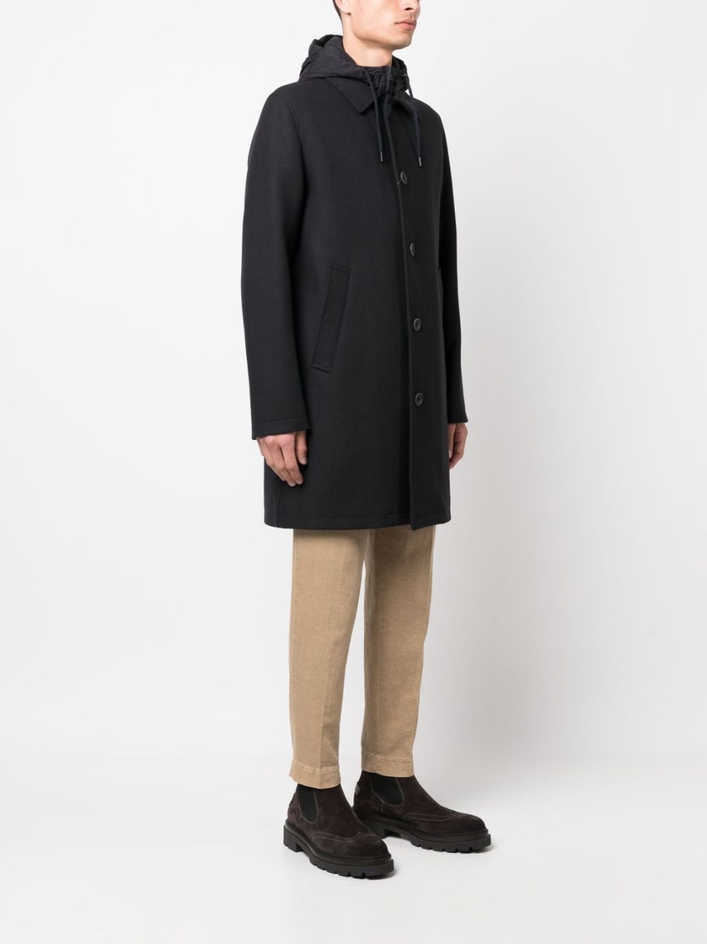 wool-blend hooded parka coat - 3