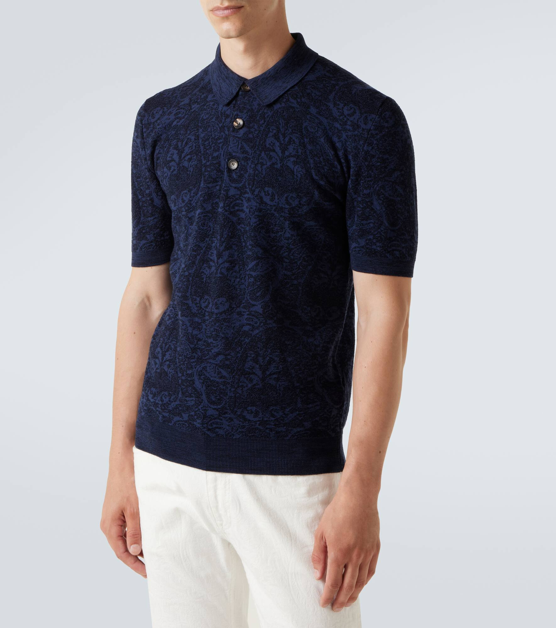 Cotton and wool-blend jacquard polo sweater - 3