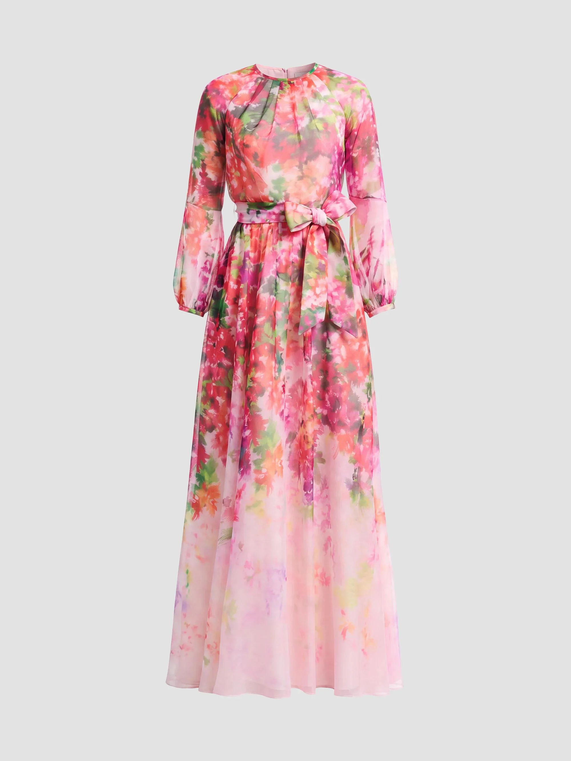 Women's Rainey Floral Chiffon A-Line Gown - Blush Multi - 1